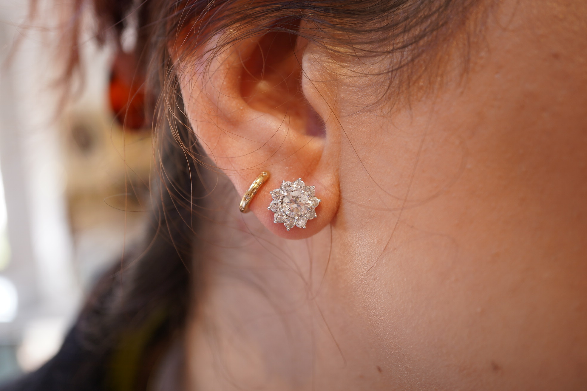 A pair of diamond earrings